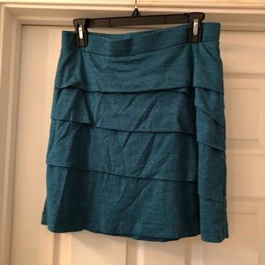 Teal blue layered cotton skirt